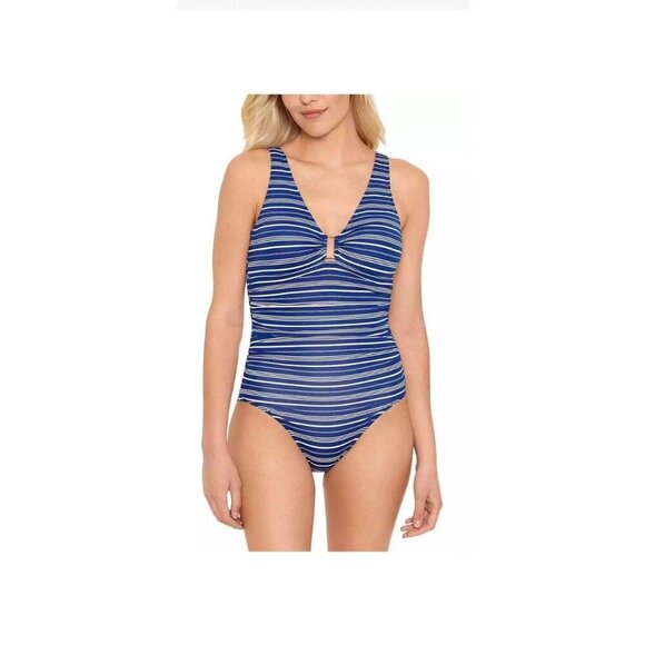 Lauren Ralph Lauren One-Piece Swimsuit  Hardware-Trim Underwire Tummy-Control - Picture 1 of 10